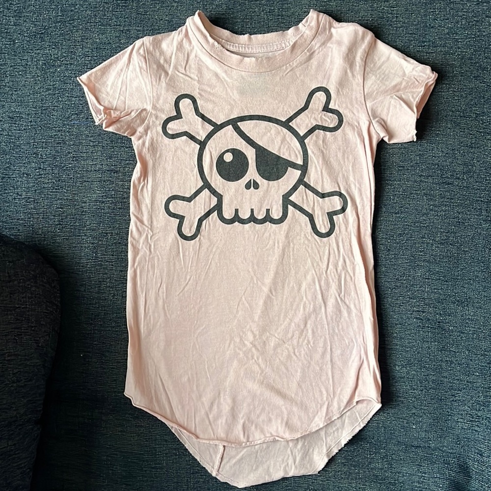 NUNUNU pink skull dress 18-24 months